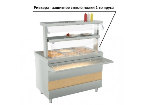 Ривьера - защитное стекло полки 1-го яруса (1500мм)